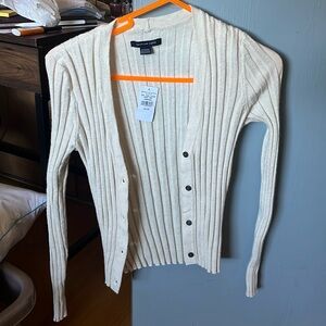 NWT American eagle cream ribbed cardigan sweater